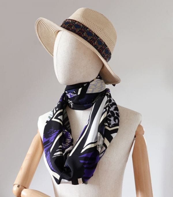 foulard soie femme violet