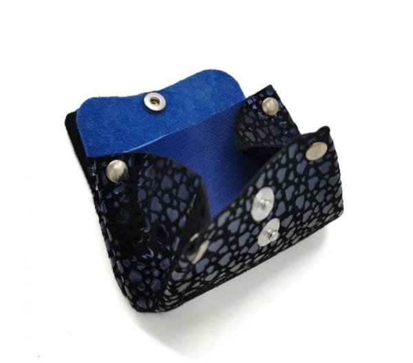 Porte monnaie petite Alice noir coeur-bleu 1 porte monnaie cuir femme bleu & noir coeur