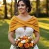 chauffe epaules maille chinée moutarde etole mariée moutarde