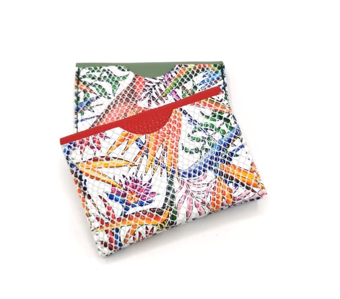 porte cartes cuir upcyclé tropical