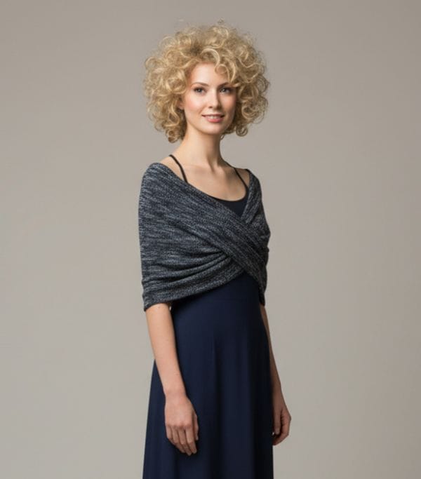 chauffe epaules maille chinée bleu marine invitée Etole mariage invité mi-saison