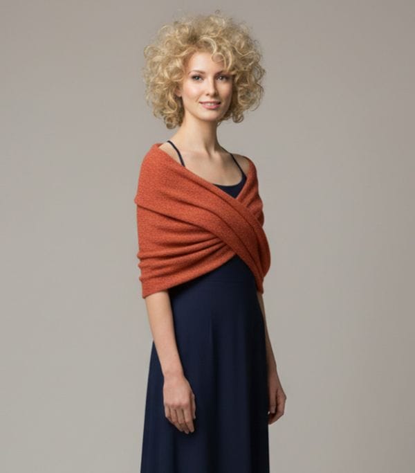 chauffe epaules maille chinée terracotta invitée Etole mariage invité mi-saison