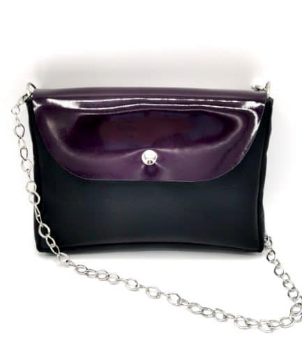 sac en cuir à rabat interchangeable amovible noir et violet