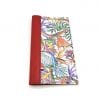 Porte chéquier cuir upcyclé tropical et rouge