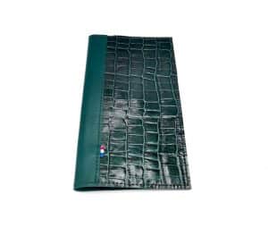 porte chéquier croco bleu-vert 2 porte chéquier cuir upcyclé croco vert