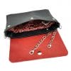 sac à rabat interchangeable amovible en cuir noir et rouge