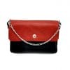 sac à rabat interchangeable amovible en cuir noir et rouge