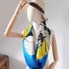 Foulard en soie blanc et bleu