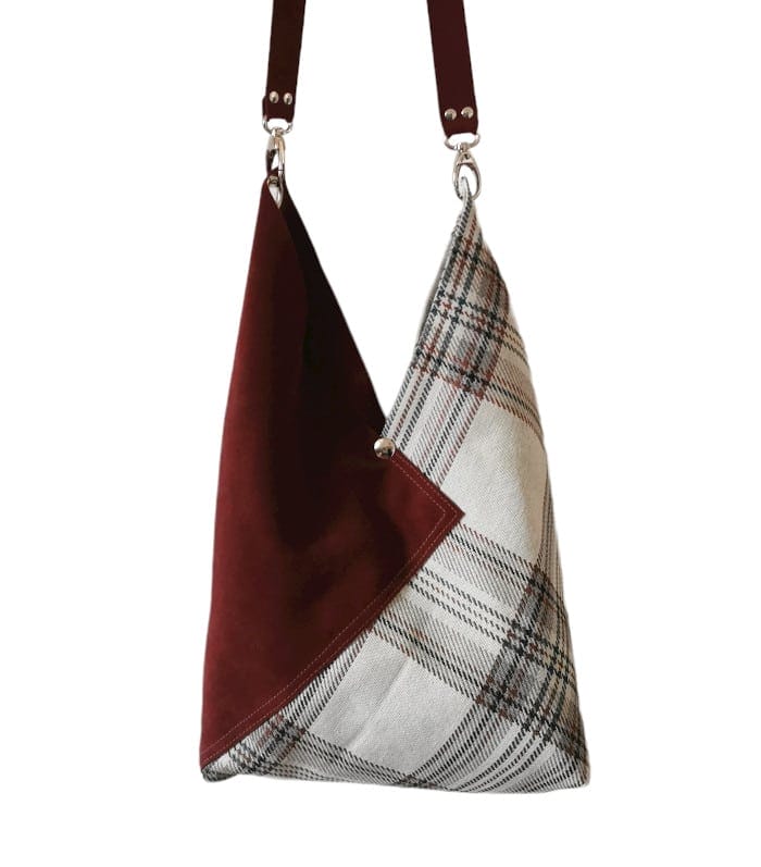 sac cabas Tartan et cuir origami