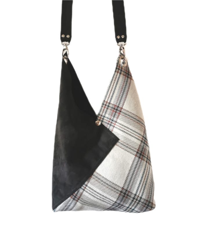 sac cabas Tartan et cuir origami