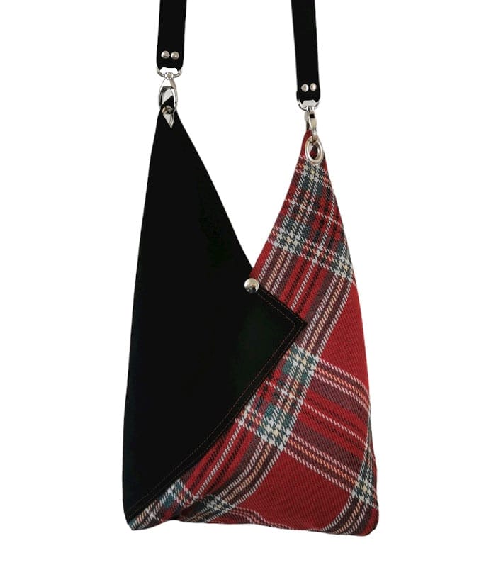 sac cabas Tartan et cuir origami