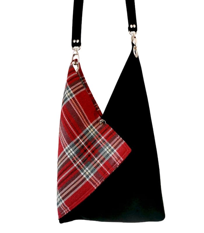 sac cabas Tartan et cuir origami