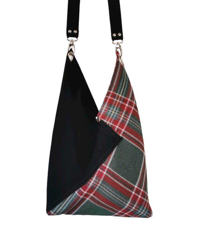 sac cabas Tartan et cuir origami