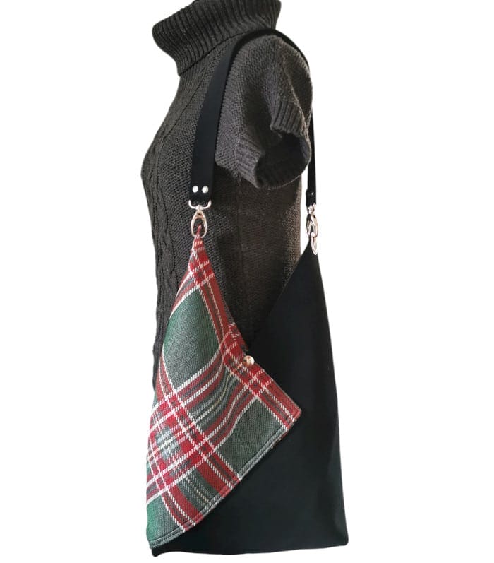 sac cabas Tartan et cuir origami