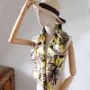 foulard soie fleurie jaune