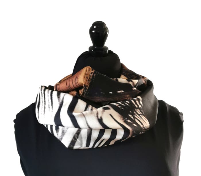 snood en soie upcyclée motif wild