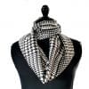 Echarpe Miss Sarah pied de poule noir ERMSHC-055 1 snood en soie motif pied de poule