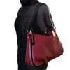 Mlle enjouée agneau bordeaux-noir 7 sac hobo cuir bordeaux & noir