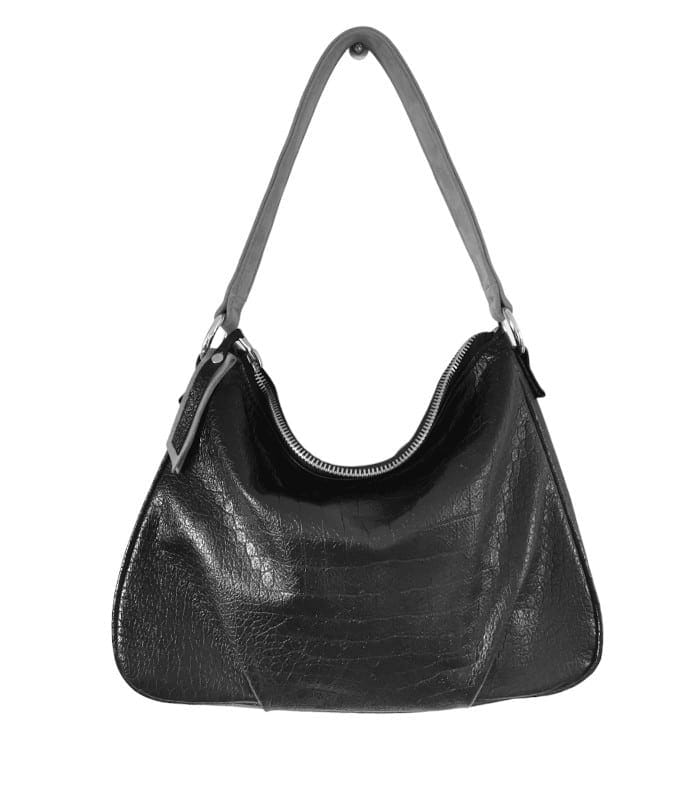 Sac Hobo cuir souple embossé croco