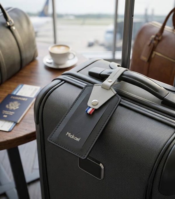 etiquette bagage cuir personnalisée