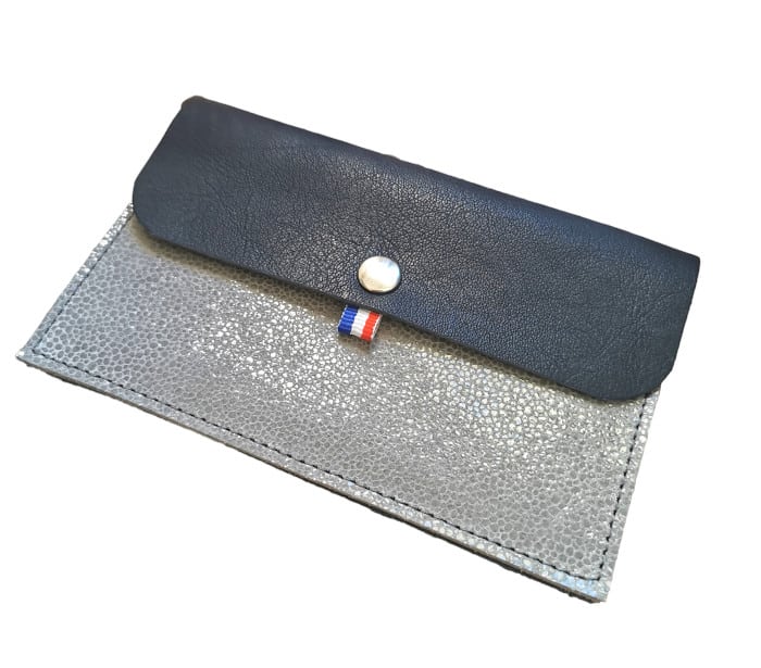 Pochette Gaston gris-bleu 2 Pochette en cuir pour papiers d'identité