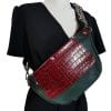 Sac banane Mlle Espiègle SBME-005 vert et bordeaux croco 1 Sac banane cuir vert et croco bordeaux