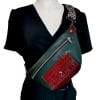 Sac banane Mlle Espiègle SBME-005 vert et bordeaux croco 3 Sac banane cuir vert et croco bordeaux