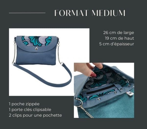 sac en cuir à rabats interchangeables