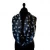 Echarpe Miss Sarah Erable bleu ERMSP-092 bleu 3 snood en soie bleu motif feuille d'erable