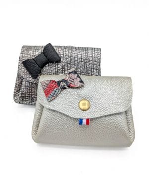 Porte monnaie en cuir métallisé