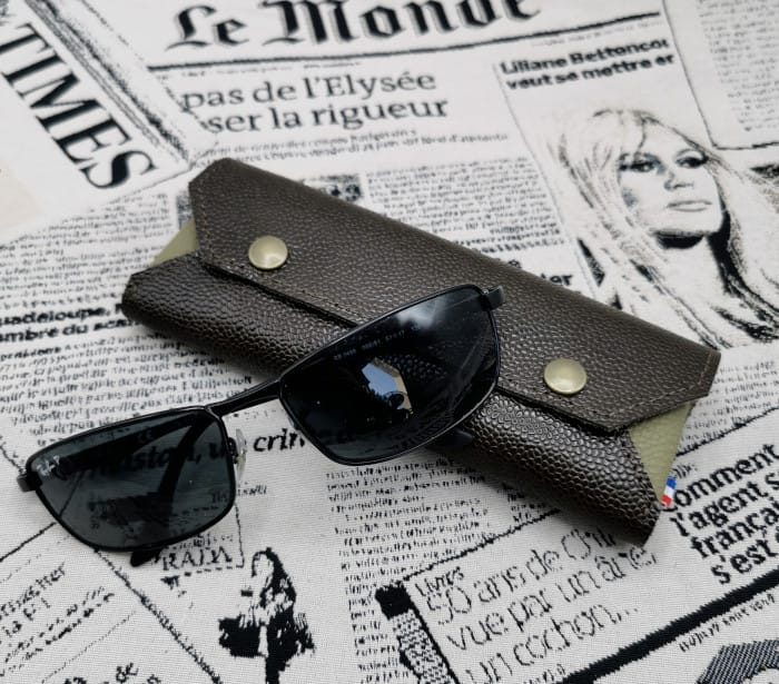 Etui lunettes Ernest choco-kaki clair 1 étui à lunettes homme en cuir