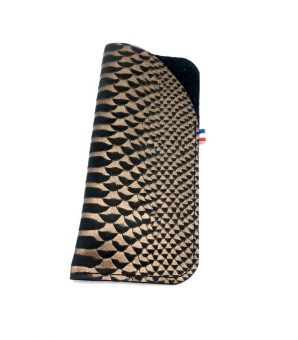 etui à lunettes Esther femme croco noir et or etui lunettes cuir femme les petits noeuds de Lucie