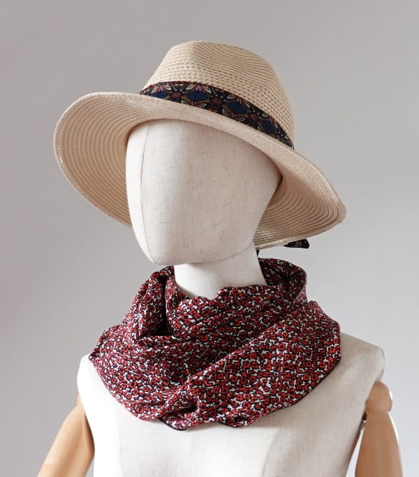foulard soie femme rouge et noir