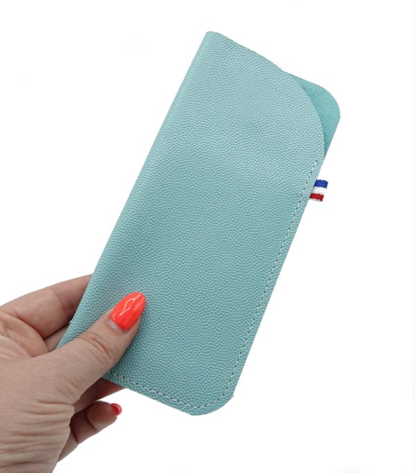 etui à lunettes Esther femme bleu turquoise etui a lunettes cuir