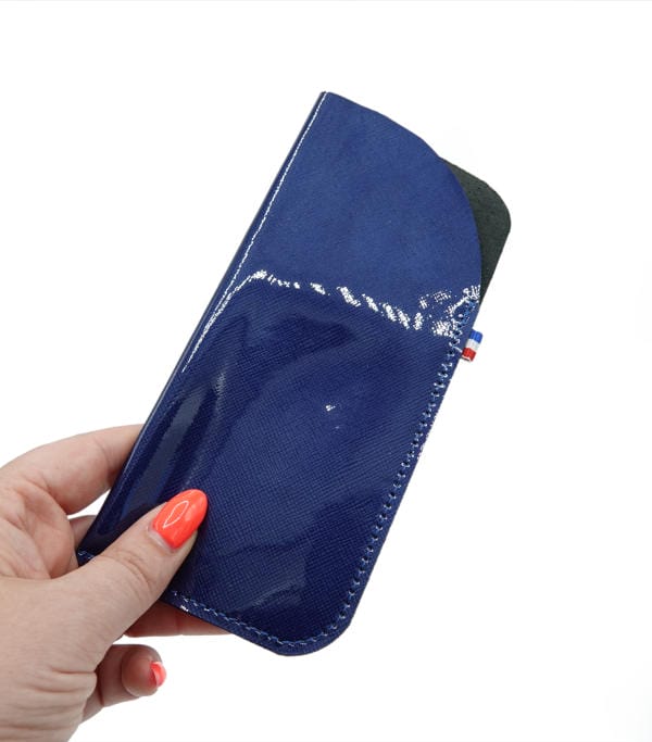 etui à lunettes Esther femme bleu verni etui a lunettes cuir