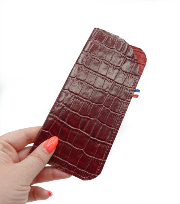 etui à lunettes Esther femme croco bordeaux etui a lunettes cuir