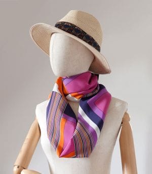 102 foulard soie retour des sixties 3 foulard en soie femme orange violet et rose