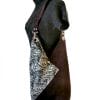 sac cabas cuir et toile feuillage violet