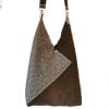 sac cabas laine et cuir marron chocolat