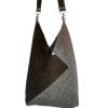 sac cabas laine et cuir marron chocolat