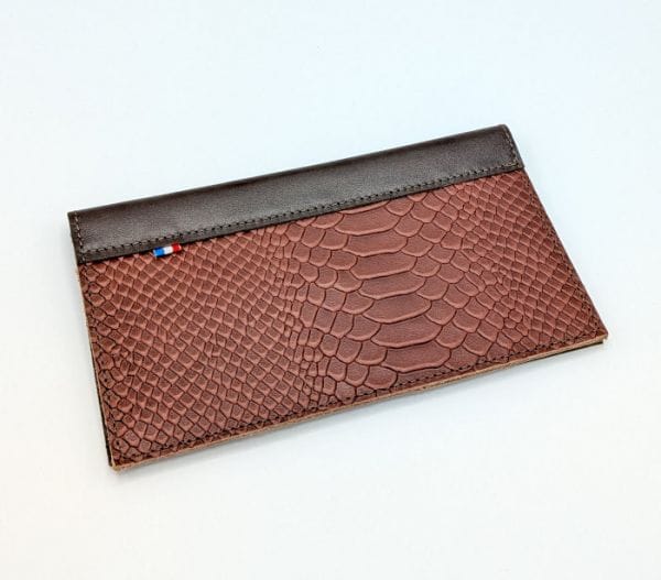 etui à chéquier vertical en cuir