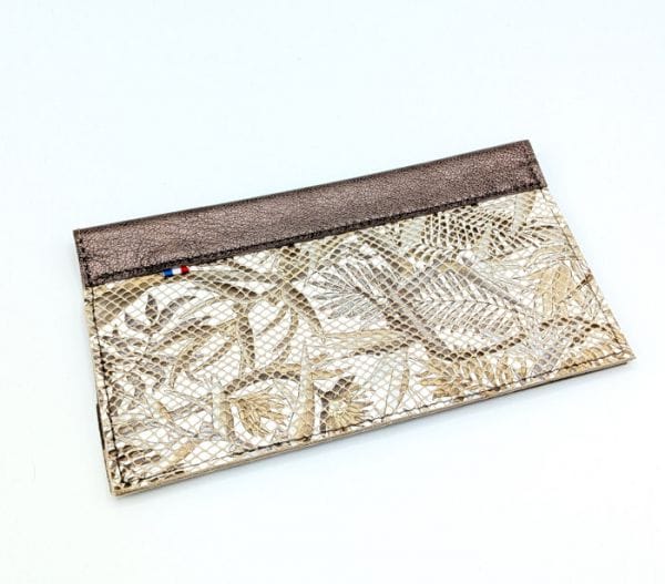 etui à chéquier vertical en cuir