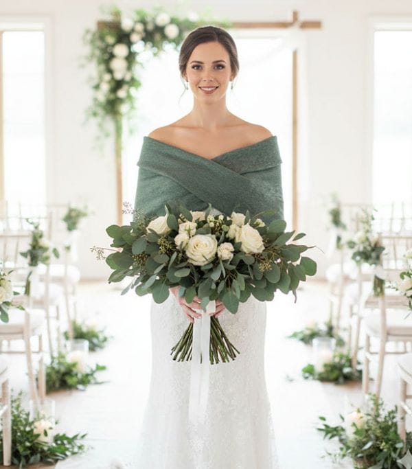 chauffe epaules vert viride 2 étole de mariée hiver vert viride