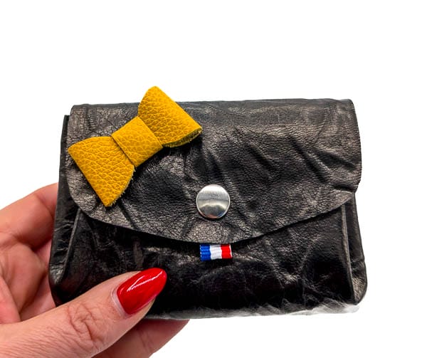 Alice noir froissé 1 porte-monnaie femme en cuir