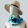 Foulard en satin de soie bleu et vert